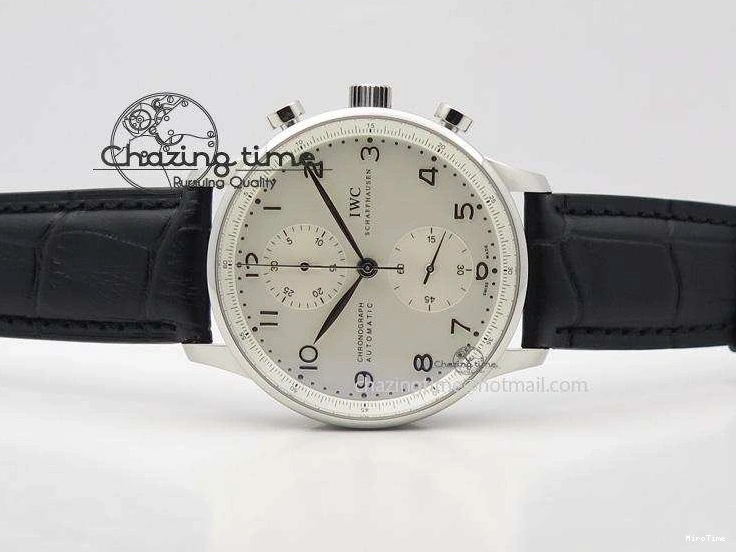 MIROTIME 0401 Casual Portuguese IW371405 ZF 1:1 Best Edition SS White Dial Silver Markers On Black Leather Strap A 7305